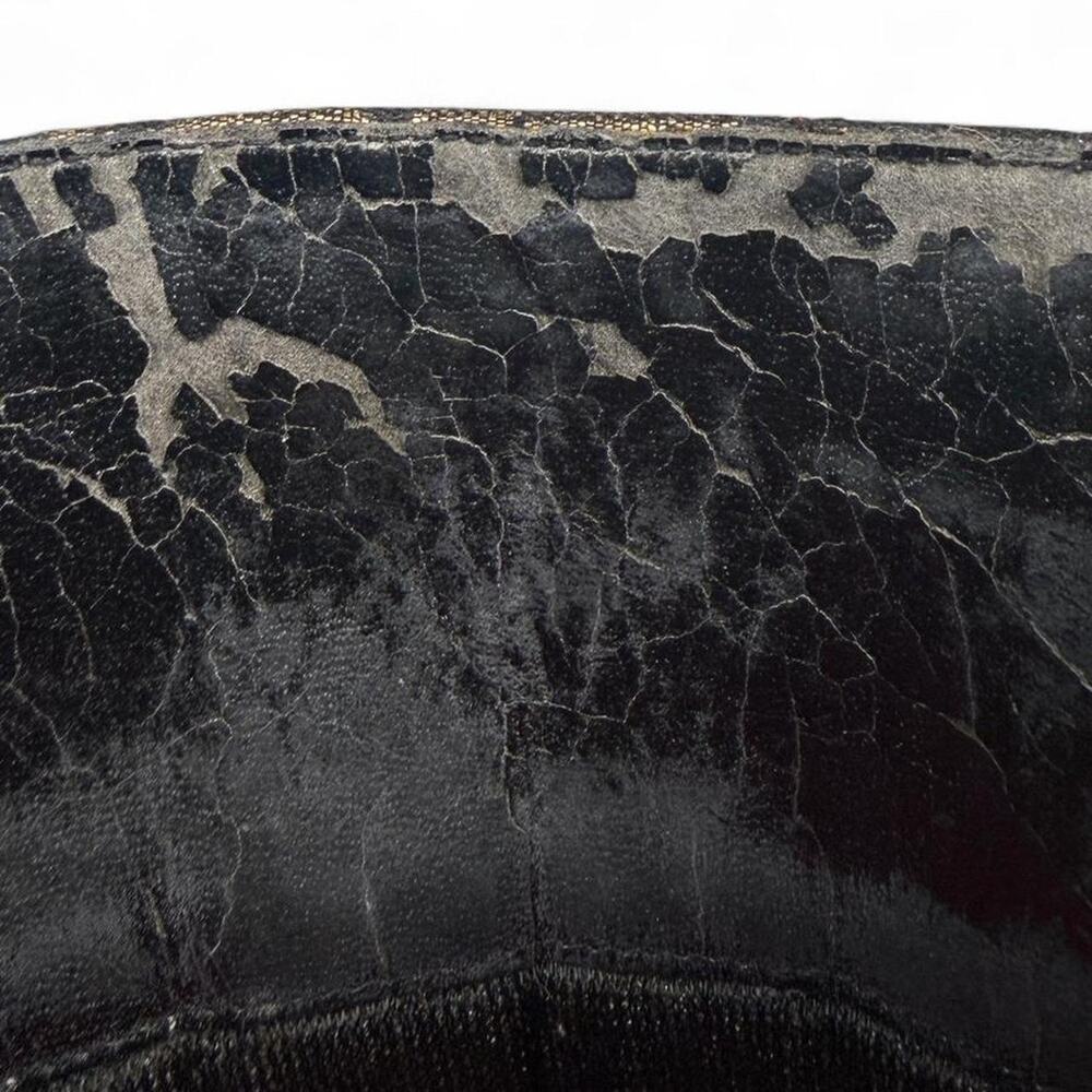 Vintage Black Suede & Gold Tapestry Knee-High Boots Velvet Brocade Statement 7B - Picture 8 of 8